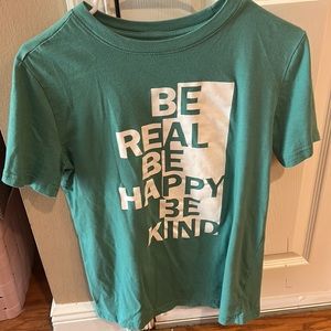 Cat & Jack Boy’s White & Green “Be Real Be Happy Be Kind” Short-Sleeve Shirt XL